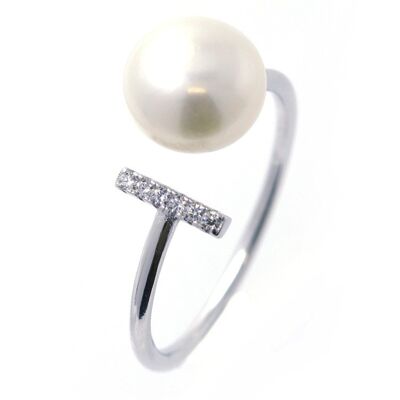 Verstellbarer Ring aus Perlen und Silber 925