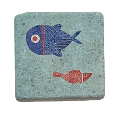 Magnet mini carreau poisson bleu