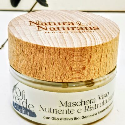 Nourishing and Restructuring Face Mask with Olive Oil, Gems and Hyaluronic Acid