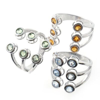 925 Silver Ring with different gems - model 4