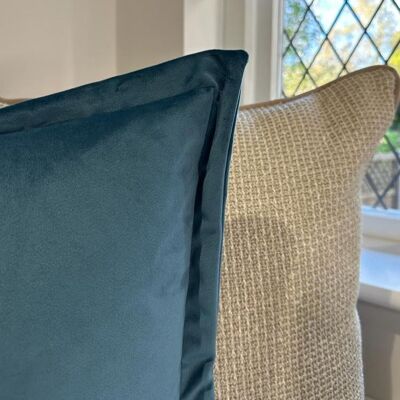 Blue Velvet Cushion With Feather Insert
