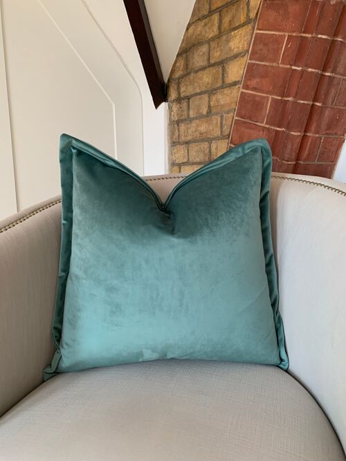 Green velvet Cushion With Feather Insert