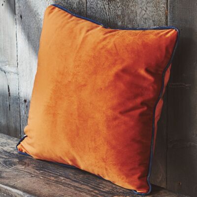 Orange square velvet cushion cover