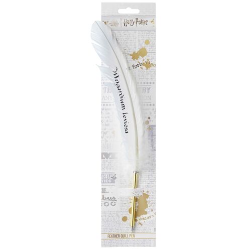 Harry Potter White Feather Pen With Wigardium Leviosa Text