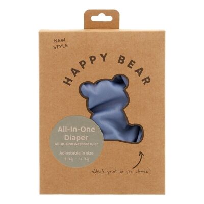 All-In-One Washable Nappy | Denim | Infant | 1 size fits all | HappyBear Diapers - HappyBear Diapers