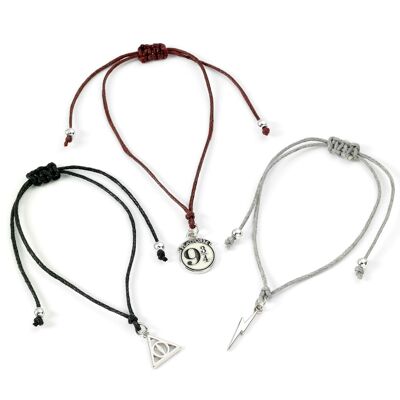 Harry Potter Platform 9 3/4, set di braccialetti dell'amicizia con fulmine e doni della morte