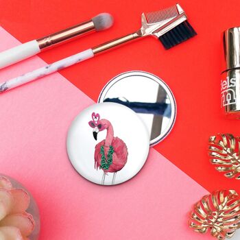 Miroir de poche Party Flamingo | Miroir de maquillage | Compact 1