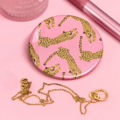 Espejo de bolsillo con estampado de leopardo | Espejo de maquillaje | Compacto