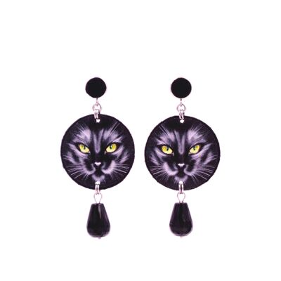 Nero Earrings In Felt And Steel Cuty Line Bertoni