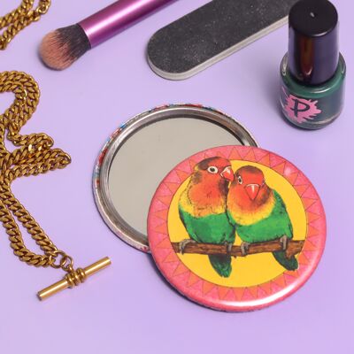 Espejo de bolsillo Lovebirds | Espejo de maquillaje | Espejo compacto