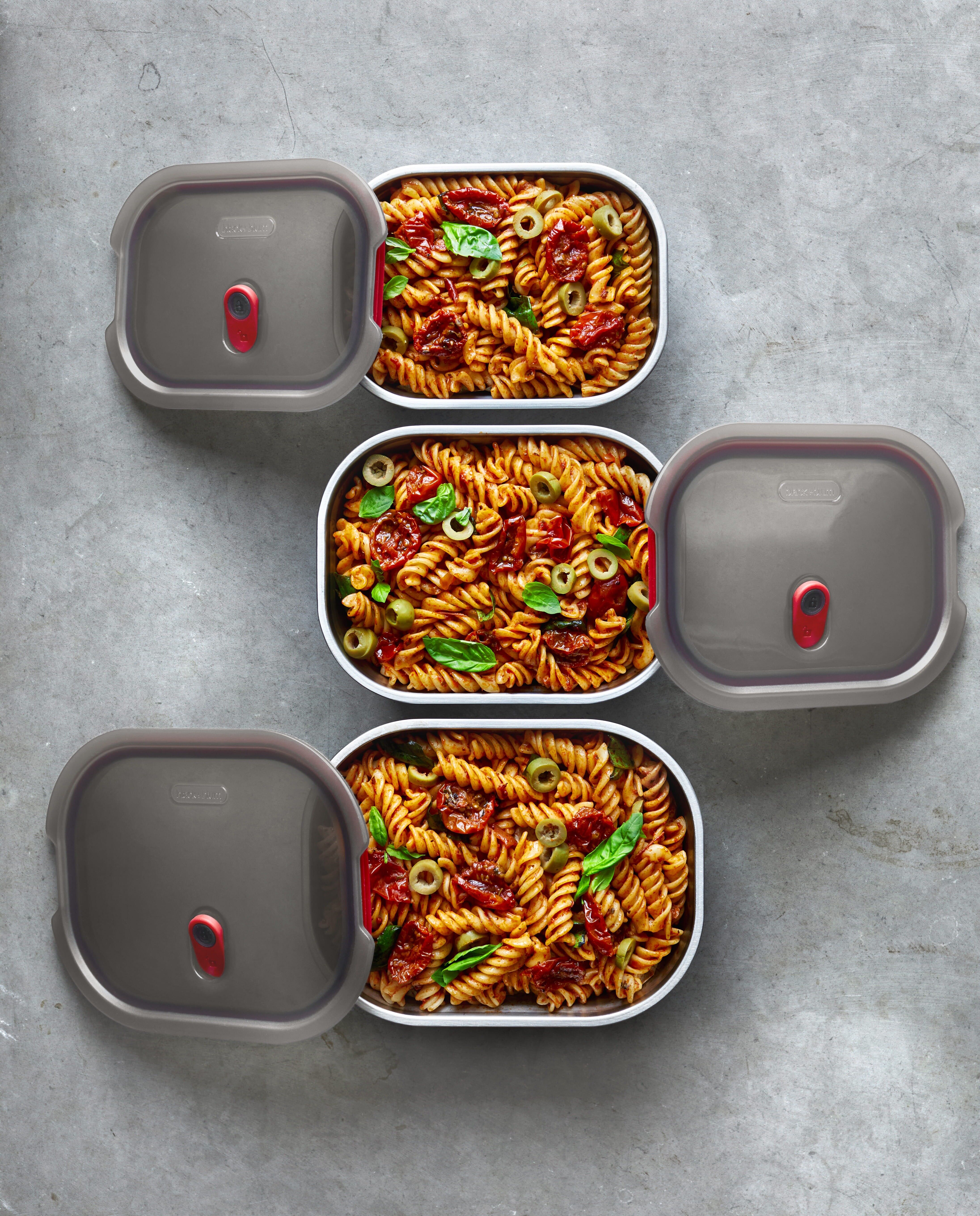 Rectangular & Round Microwavable Stainless Steel Lunch Boxes & Bowls - Pack of 5 Sizes (20 units)