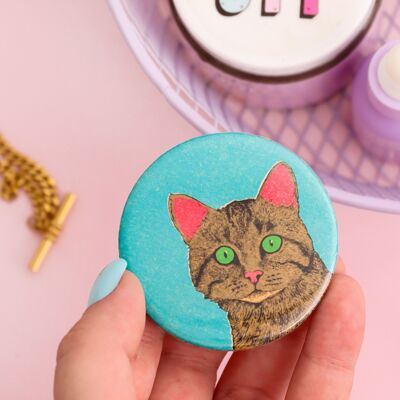 Curious Cat Pocket Mirror | Compact | Makeup Mirror