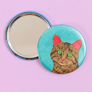 Miroir de poche chat curieux | Compacte | Miroir de maquillage 2