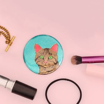 Miroir de poche chat curieux | Compacte | Miroir de maquillage 4