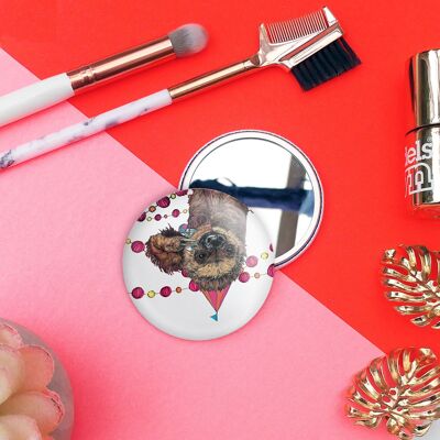 Espejo de bolsillo con perezoso para fiestas | Espejo de maquillaje | Espejo compacto