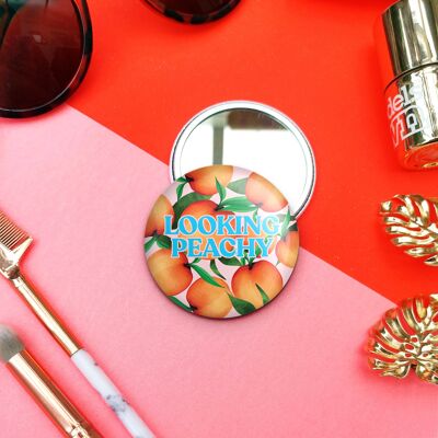 Looking Peachy Pocket Mirror | Make Up Mirror | Compact