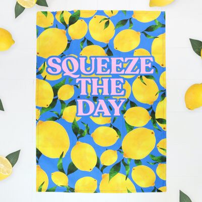 Squeeze The Day Lemons Tea Towel | 100% Cotton Dish Towel