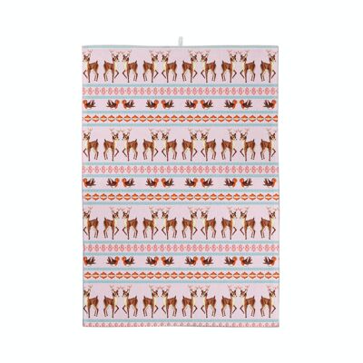 Retro Kitsch Reindeer Tea Towel | 100% Cotton Tea Towel | Dish Cloth