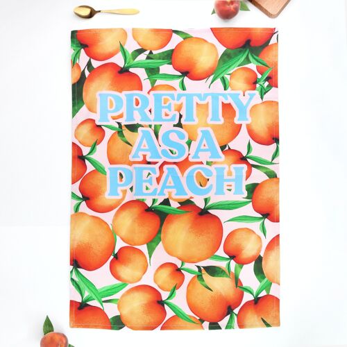 Pretty As A Peach Tea Towel | 100% Cotton Dish Towel