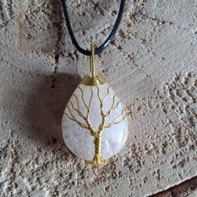 Tree of life rock crystal necklace-Brazil