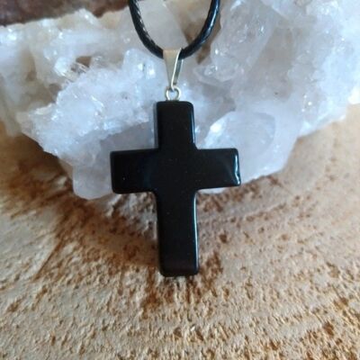 Collar cruz de obsidiana