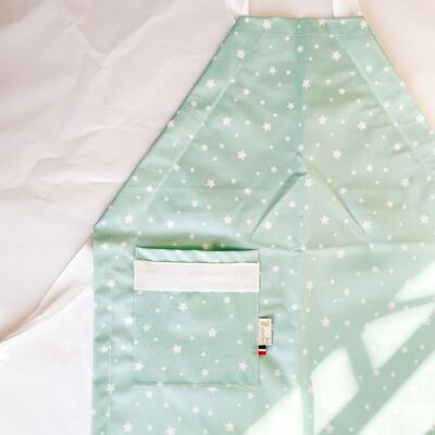 Coated children's kitchen apron - Mint stars