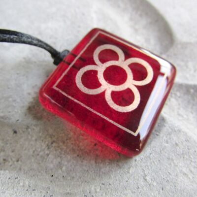 Patterned glass pendant panot 1 Barcelona cherry red