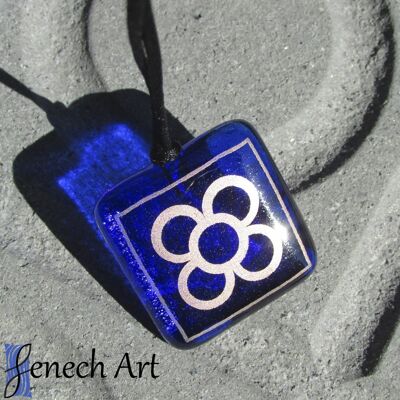 Patterned glass pendant panot 1 Barcelona dark blue