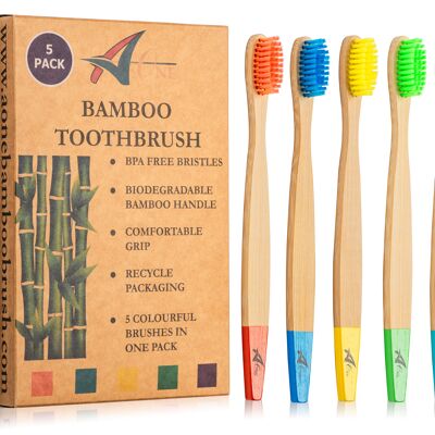 Adults Toothbrushes - 5 pack - Multi-colour 1