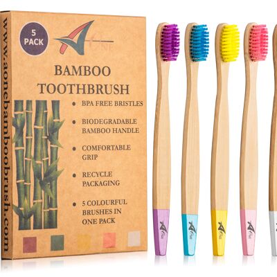 Adults Toothbrushes - 5 pack - Multi-colour 2