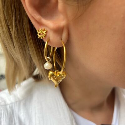 Minimal Hoop Earrings, Heart Earrings Hoops, Small Hoops, Heart Earrings, Round Earrings, Discs Earrings, Gift for Her, Made in Greece.