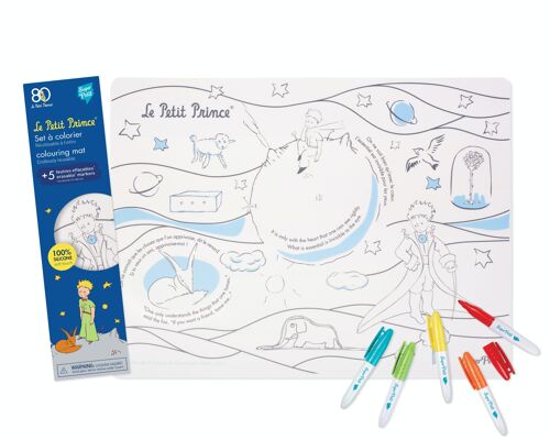 LE PETIT PRINCE  Edition Spéciale : Set de table en silicone à colorier avec citations célèbres 5 feutres inclus