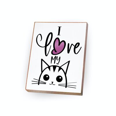 Magnet aus Buchenholz | I love my cat