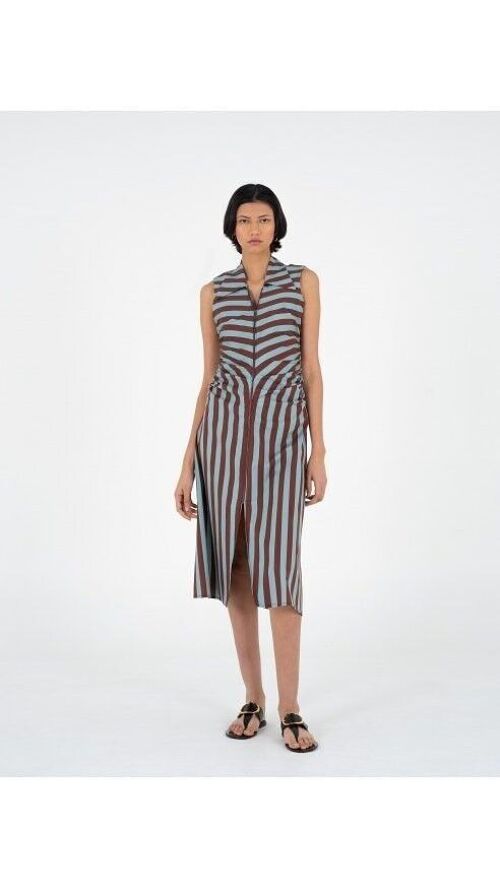 Zip-up midi dress / Graphic stripes