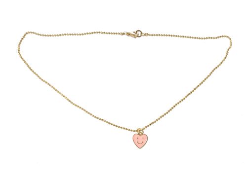 Short ball chain with pink heart smiley /kids collection
