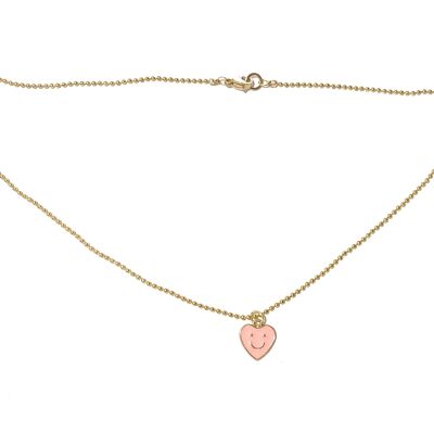 Short ball chain with pink heart smiley /kids collection