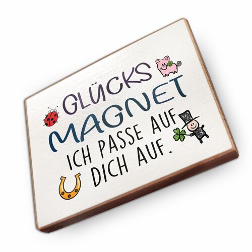 Magnet aus Buchenholz | Glücksmagnet ich pass auf dich auf