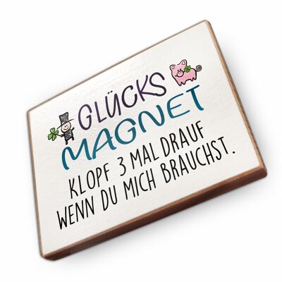Magnet aus Buchenholz | Glücksmagnet klopf 3 mal drauf