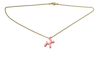 Collier chaîne boule courte caniche rose /collection enfants 1