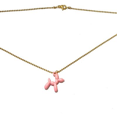 Short ball chain necklace with pink poodle /kids collection