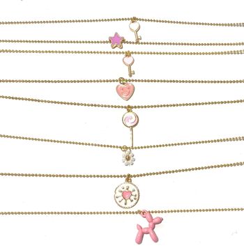 Collier chaîne boule courte caniche rose /collection enfants 2