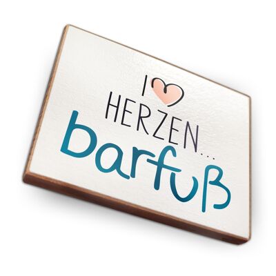 Magnet aus Buchenholz | Im Herzen barfuss