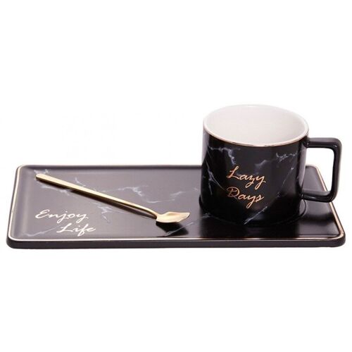 Espresso coffee cup with rectangular plate 250ml in box