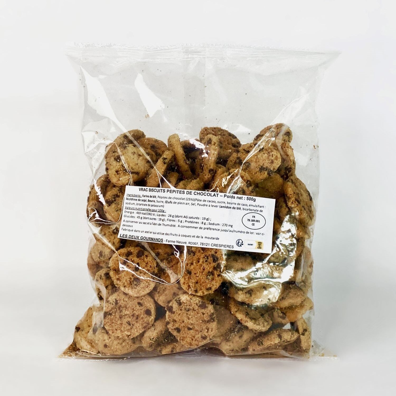 BISCUITS AUX PÉPITES DE CHOCOLAT - en VRAC (4 sachets de 500 g)