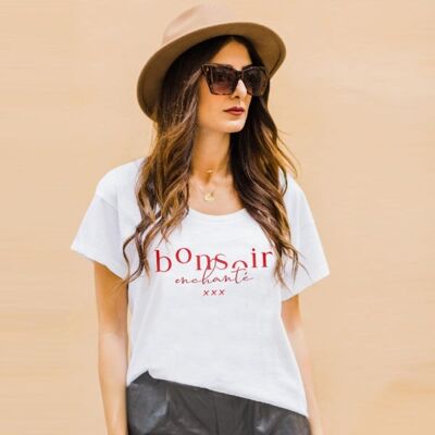 Tshirt à message Bonsoir Enchanté pour femme - en coton bio