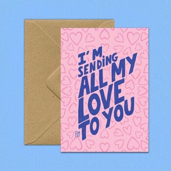 Sending all my love to you carte postale | lettering, amour, St Valentin 2
