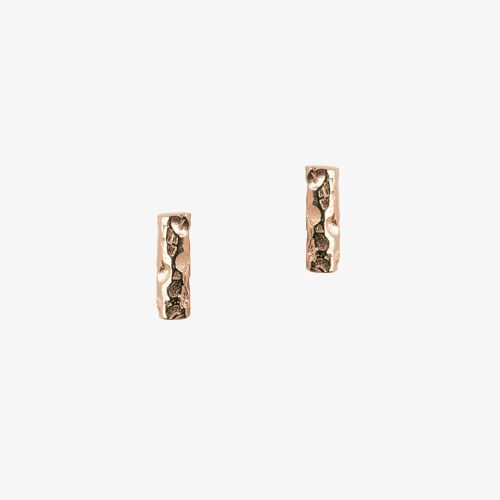Meteorite Bar Earrings Small - Rose Gold