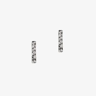 Textured Bar Earrings - Silver