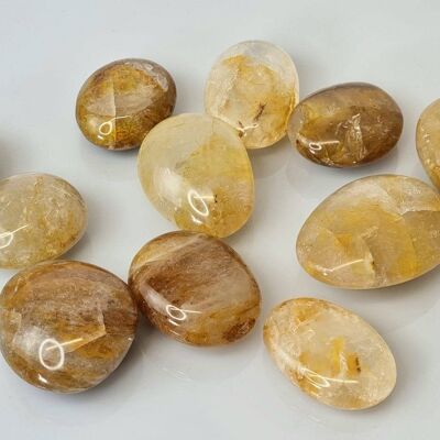 Crystal Palmstone Golden Healer Quartz / Yellow Hematoid
