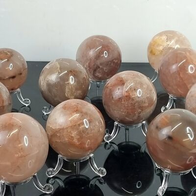 Sfera di cristallo di quarzo ematoide rosso